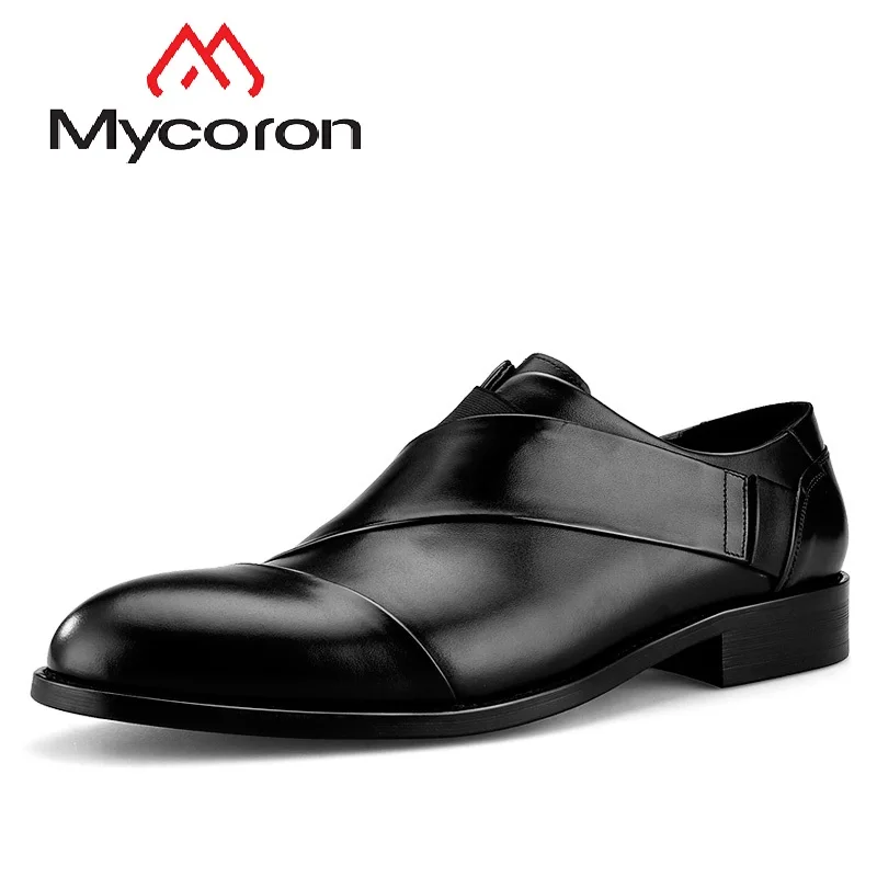 

Mycoron Top Genuine Leather Men'S Shoes Pointed Toe Pedal Lazy Comfortable Formal Shoes Men'S Business Suit Wedding Derby Shoes