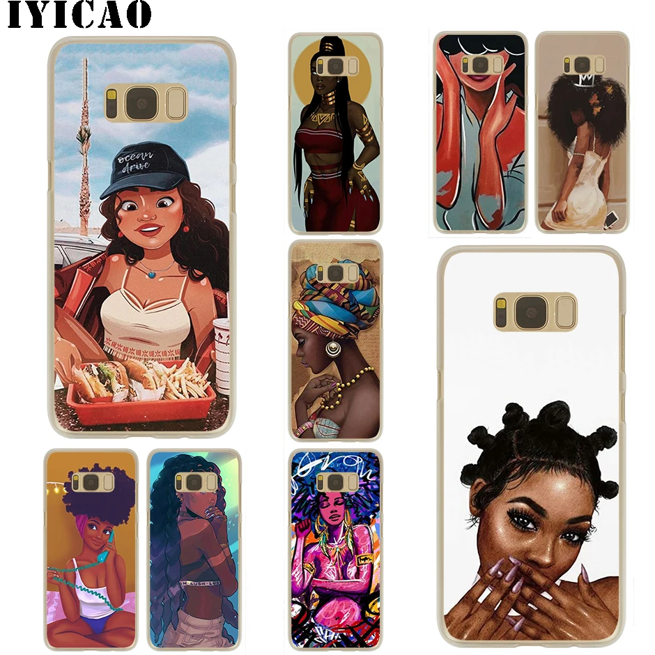 IYICAO Beautiful Afro Girls Black Hard Case for Samsung Galaxy S10e S10 S9 S8 Plus S6 S7 Edge Cover Note 9 8 10 | Мобильные телефоны