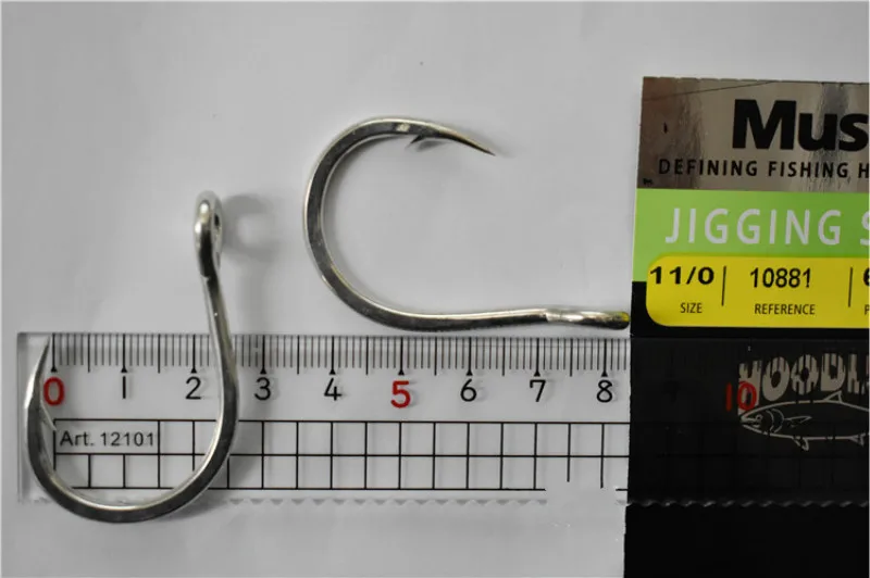 Mustad 10881 рыболовные крючки из высокоуглеродистой стали, морские рыболовные крючки, джиг, большой колючий крючок с отверстием, крючки для кальмара, карпа, жесткая приманка, крючок