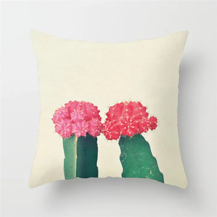 Fuwatacchi Green Cactus Cushion Cover Tropical Plant Pillow Cover for Home Chair Sofa Decorative Pillows Birds Pillowcases - Цвет: PC02930