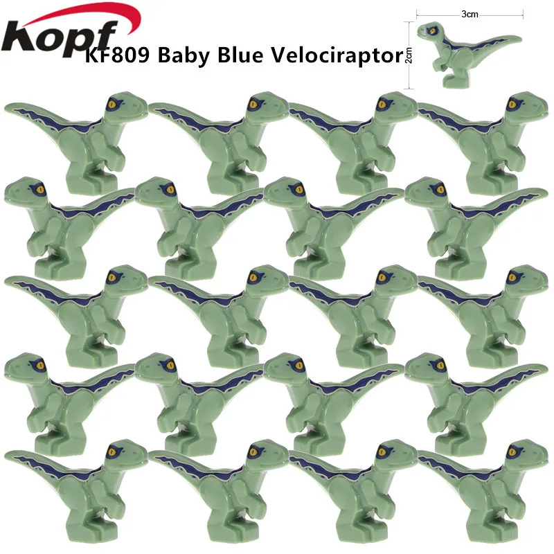 

20Pcs KF809 Super Heroes Education World Dinosaurs Baby Bule Velociraptor T-Rex Building Blocks Model Figures For Children Toys