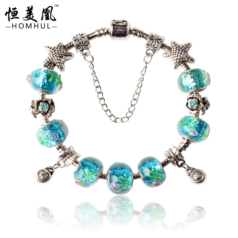 HOMHUL 2017 New Silver Plated Love Heart Crystal Charm Bracelets For ...