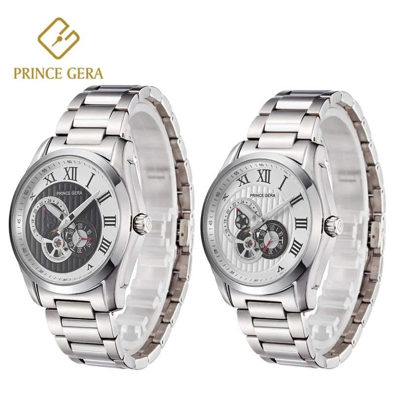 

PRINCE GERA Mechanical Watch Mens Wrist Automatic Retro Watches Tourbillon Skeleton Mechanical Luminous Dial Automatic Watch