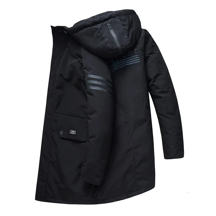 Размер 6XL 7X 8XL, Длинная зимняя мужская куртка,, брендовая Повседневная теплая парка, мужская мода, с капюшоном, воротник, утолщенные мужские куртки, верхняя одежда - Цвет: Black 1