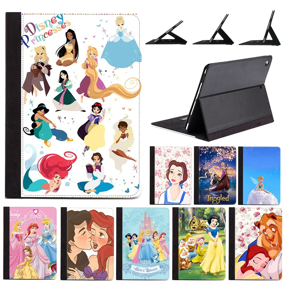 

For iPad Air 1 2 9.7" 5th 2017 6th 2018 Generation Cartoon Princesses Sweet Couple Kiss Protective PU Leather Case Stand Cover