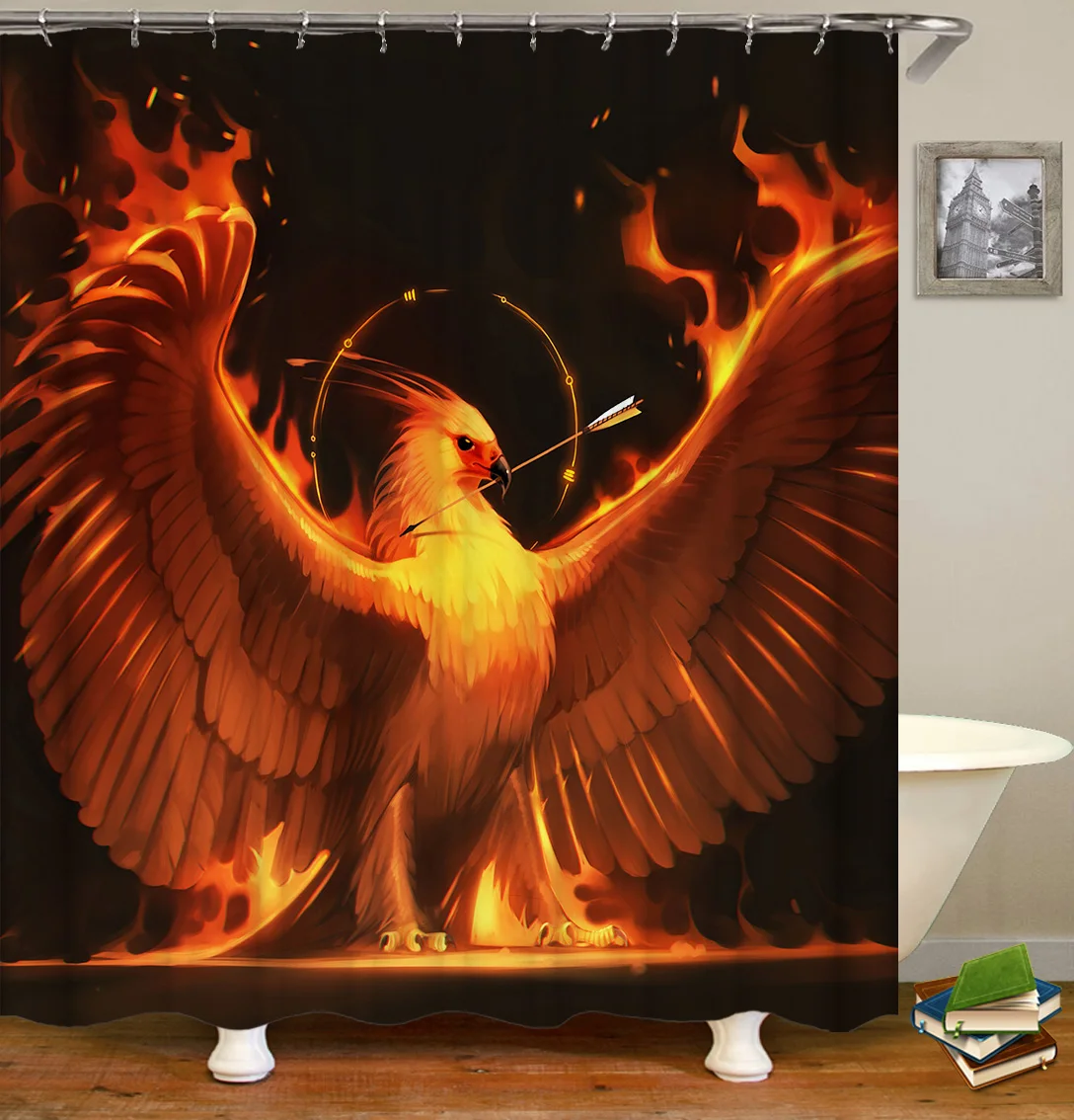 

OLOEY Animal Shower Curtains Flamingo Phoenix Parrot Pattern Curtains for Bathroom Waterproof Fabric Bath Curtains