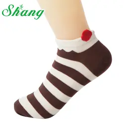 Bamboo Water Shang Для женщин коттоновые носки милые полосатые Носки тапочки для Для женщин Симпатичные носки-следки женский Носки 5 пар/упак. LQ-43