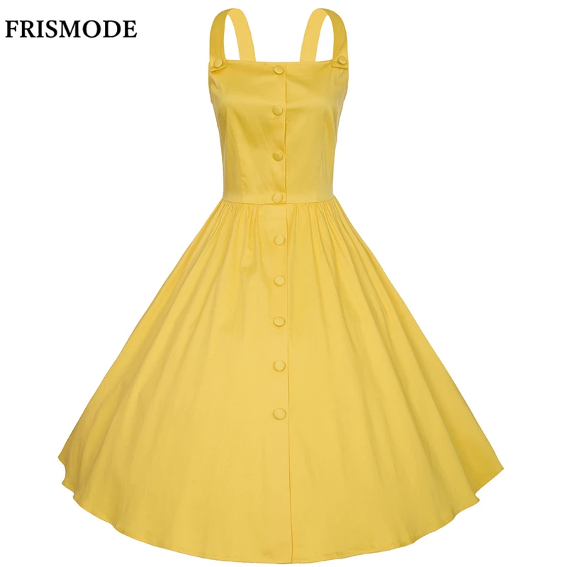 XS 4XL Plus Size Summer Dress 2018 New Cotton Spaghetti Strap Yellow