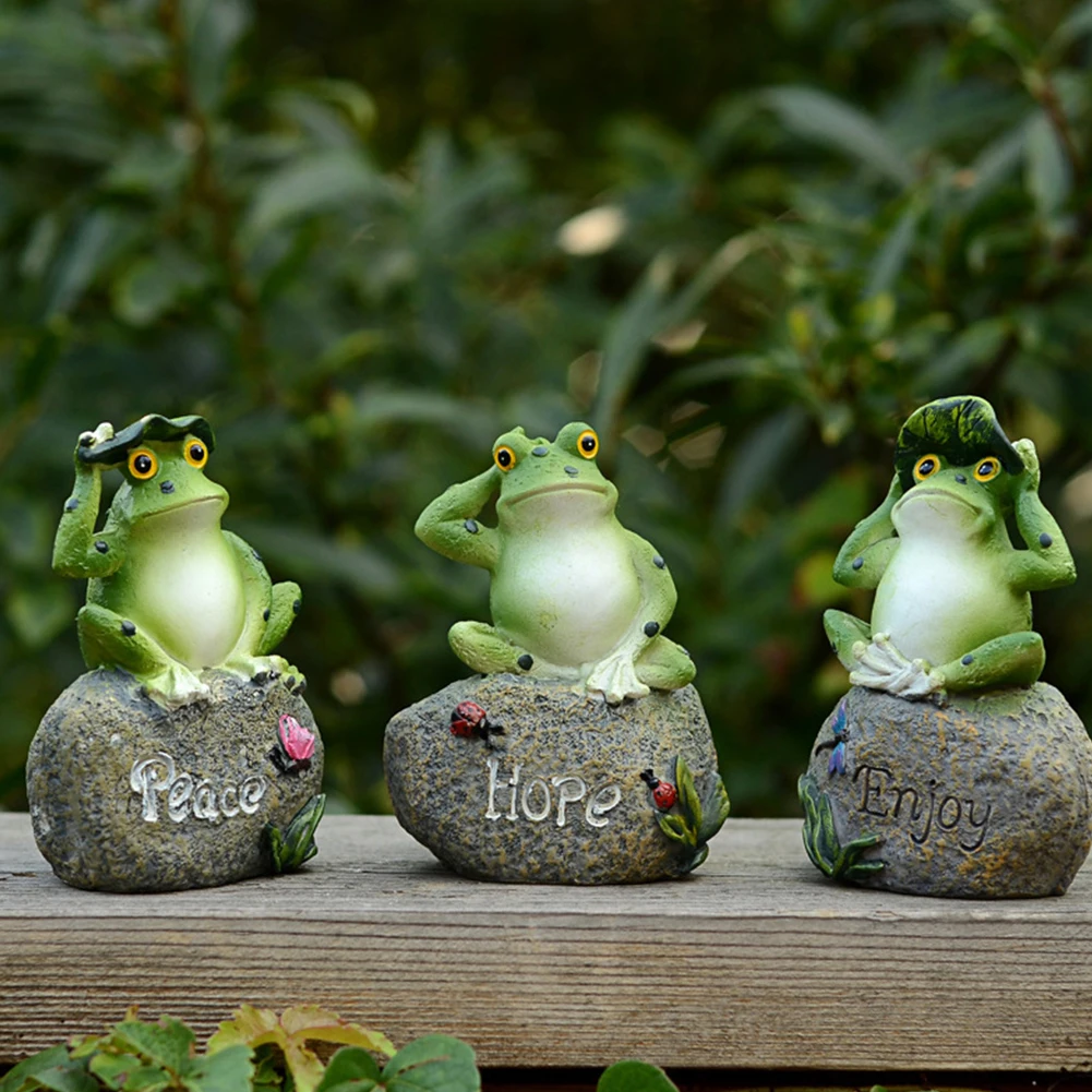 

3pcs Patio Ornaments Yard Desk Outdoor Decorations Home Simulated Figurine Garden Decor Art Sculpture Resin Frogs Statue