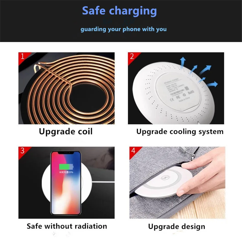 !ACCEZZ 5W QI Wireless Charger Pad For Samsung S8 S7 S9 Plus Note8 LED Cooling Vent Charger For iPhone X 10 8 Plus Charging Pad (3)