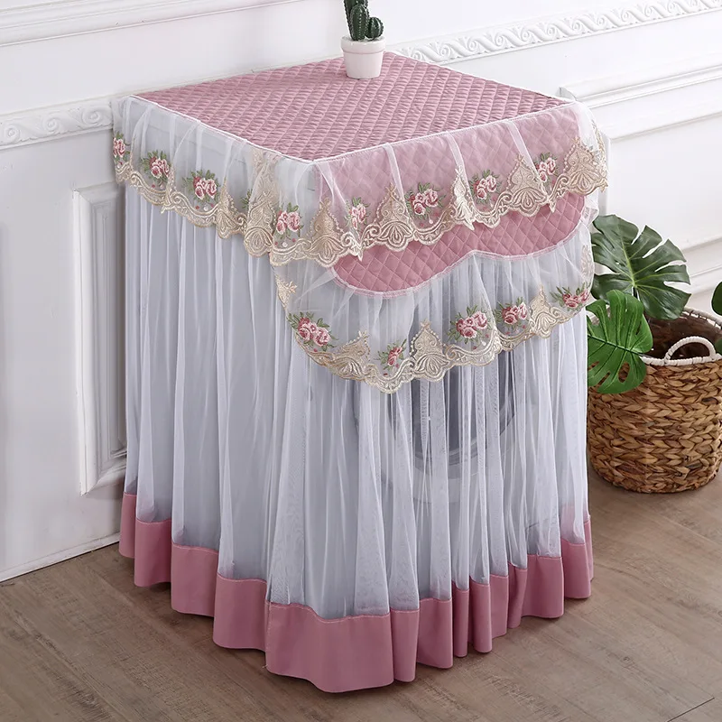 

1Pcs floral style lace fabric washing machine cover dust protector washing machine protective cover