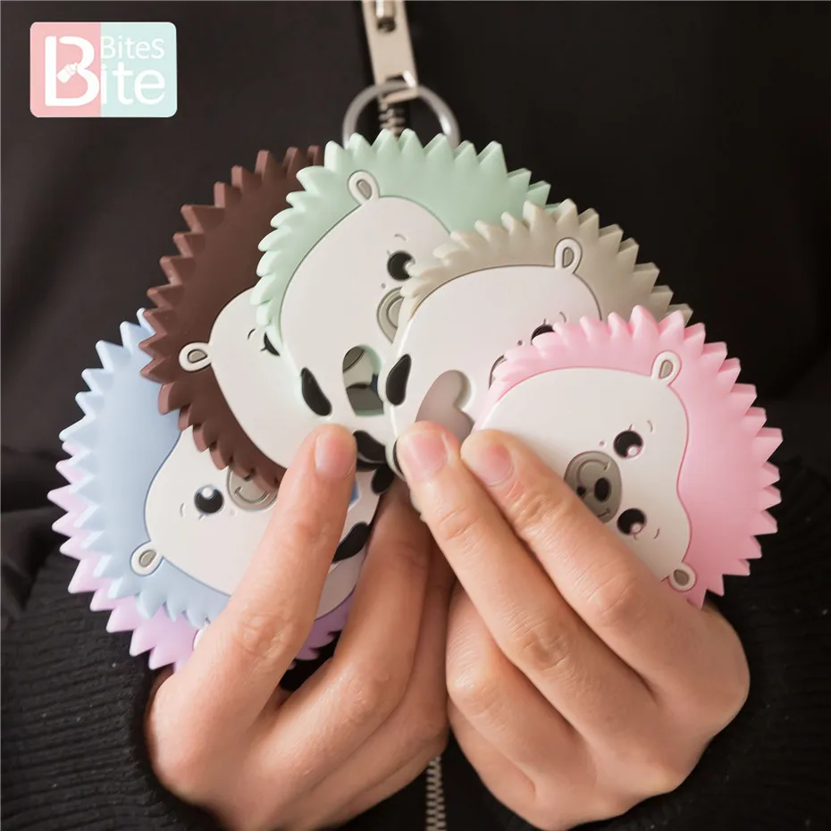 

Bite Bites 6PC Silicone Teether Baby Porcupine Food Grade Silicone Tiny Rod Pendant For Pacifier Baby Chews Teethers For Teeth