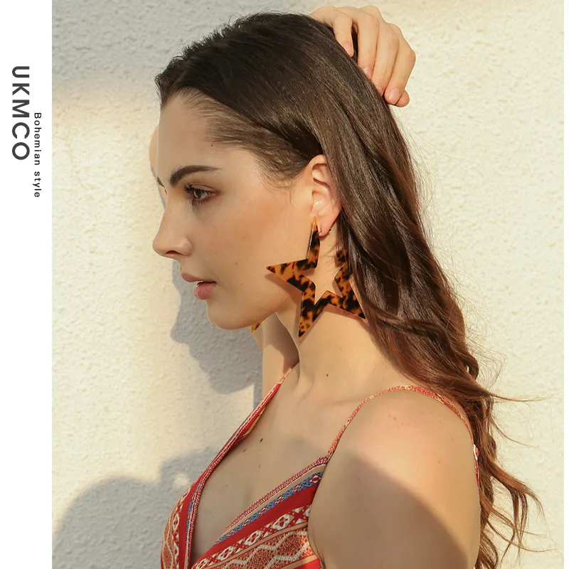 

Large Star Shaped Earrings Simplicity Handmade Acrylic Earring for 2019 Women Drop Earrings Female Geometric shape