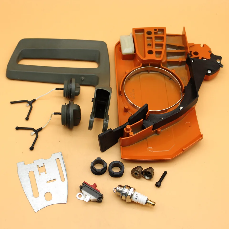 クラッチスプロケットサイドカバーブレーキハンドルアセンブリ、ランチャー用、チェーンソースペアパーツ、ハスクバーナ用、55 51 50 Vuzmode  クラッチドラム サイドカバー チェーンブレーキハンドル オイルポンプキット、Rancher、チェーンソー用、ベアリン ヴァナゴン ... チェーン クラッチ サイド カバー ブレーキ アセンブリ 4 HUSQVARNA 61 66 266 268 272 チェーンソー用