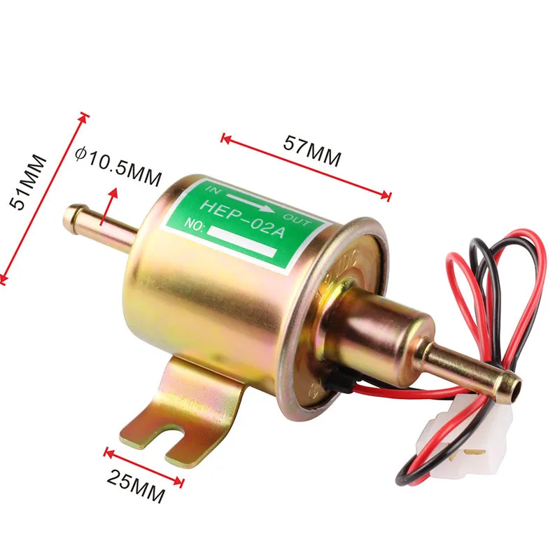 Электрический топливный насос holesale 12 В, болт низкого давления, крепежная проволока, дизельная бензиновая HEP-02A для автомобиля, карбюратора, мотоцикла, квадроцикла