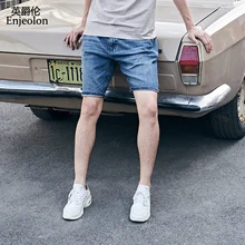 Enjeolon, мужские летние шорты, Новое поступление, джинсовые шорты для отдыха, Стрейчевые джинсы, джинсы до колен, шорты, светильник, синий, стиль стирки, NZ079