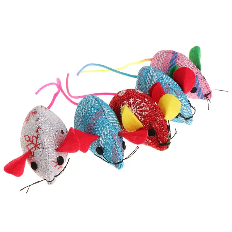 5pcs Cat Toys Christmas Mouse Catnip Pets Kitten Teaser Interactive