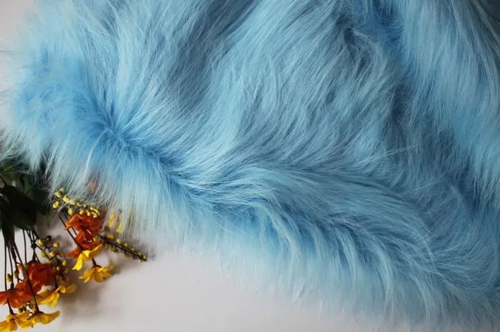 Светло-голубой однотонный из искусственного меха Ткань Мех с длинным ворсом костюмы косплей тканевый фон 6" широкий продается двором