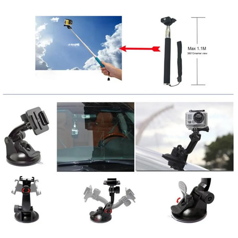 Sansnail para Gopro accesorios para ir pro hero 7 6 5 4 3 kit de 3 selfie palo para Eken h8r/xiaomi yi - 6