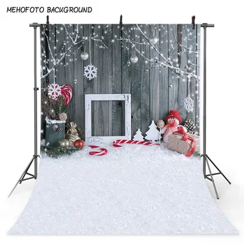 

NeoBack Holiday Christmas Background Photography Wood Wall Snow White Floor Seamless Bokeh Backdrops Photo Video Studio 126