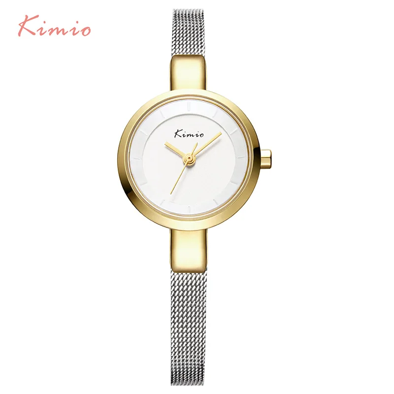 Kimio женские часы-браслет тонкая Нержавеющая сталь сетка Кварцевые женские наручные часы платье наручные часы с подарочной коробкой reloje mujer - Цвет: watch 2