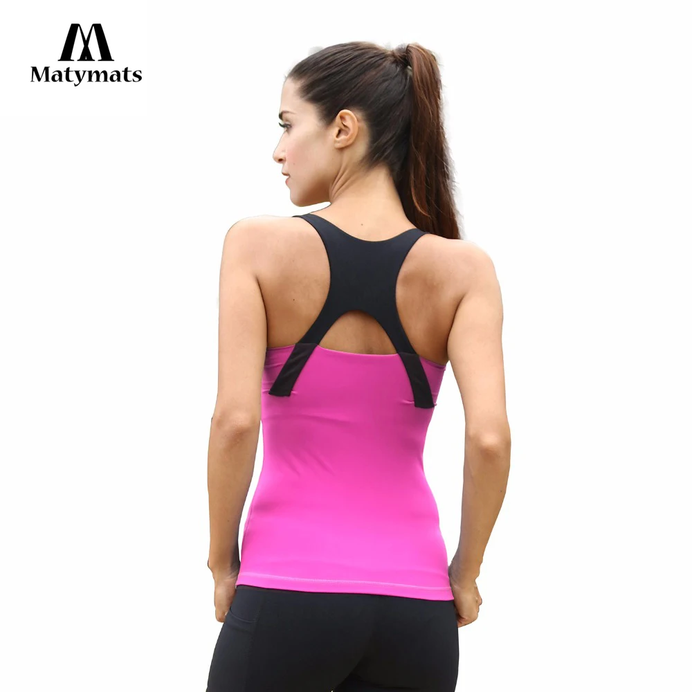 

Matymats Women Yoga Vest Fitness Running Sport Sleeveless Tops Quick Dry Gym Workout Sport Shirt Sexy Women T-shirt
