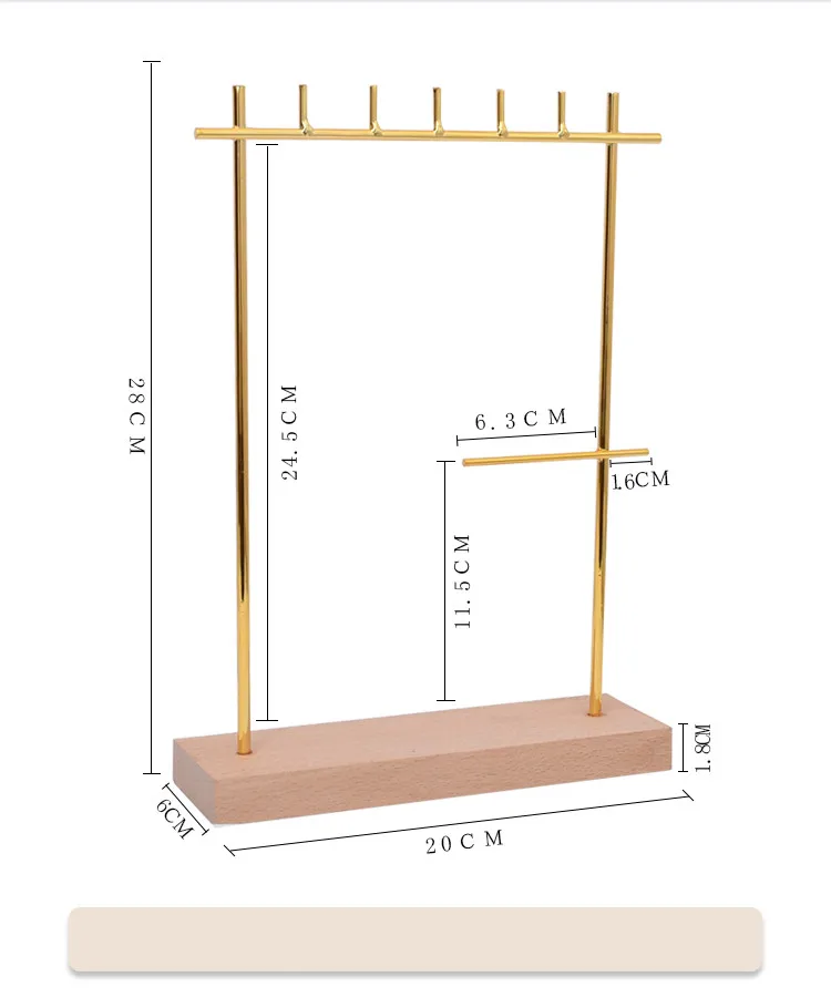 Твердые деревянные металлические серьги дисплей держатель ожерелье кулон дисплей стенд ювелирные изделия Дисплей Держатель, браслеты стеллаж - Цвет: as picture