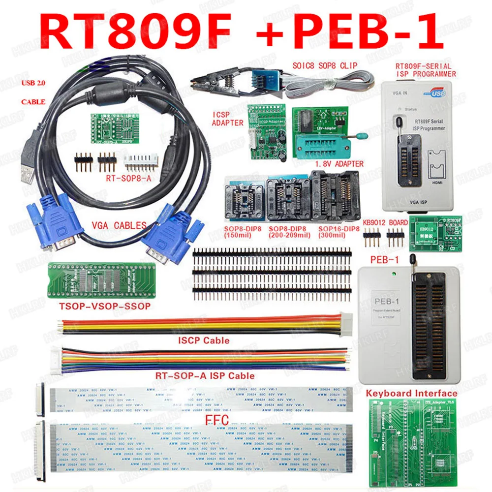 RT809F ISP программатор+ PEB-1 плата расширения+ TSOP48 адаптер ISP lcd программист+ TSSOP8 EDID read line