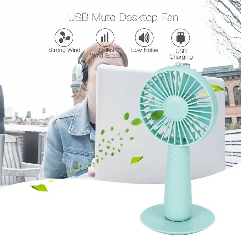 

Portable USB Fan Ventilation 3 Speed Adjustable Mini Fan 1200mAh Rechargeable Handy Small Desk Desktop Table Stand Cooling Fans