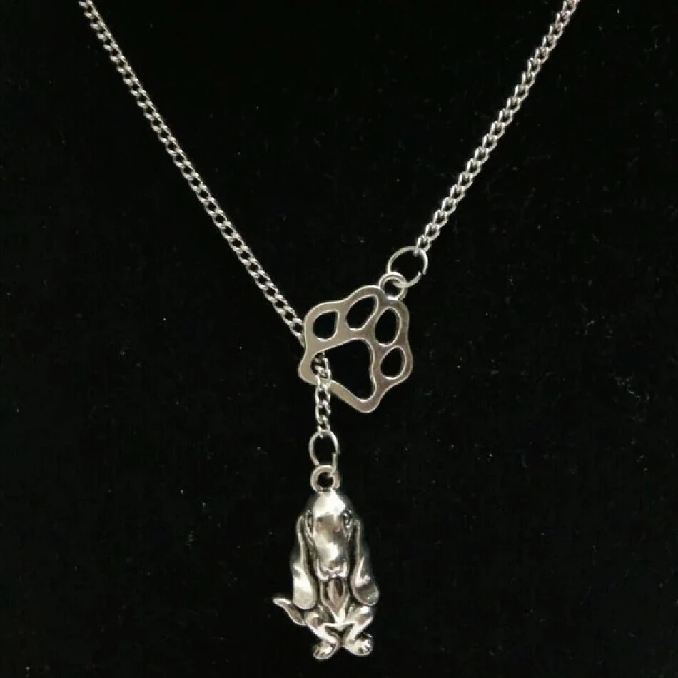 

1pcs/Lot Fashion Vintage Silver Infinity Symbol Connections Cat/Dog Paw&Basset Hound Dog Charms Pendant Necklace 22