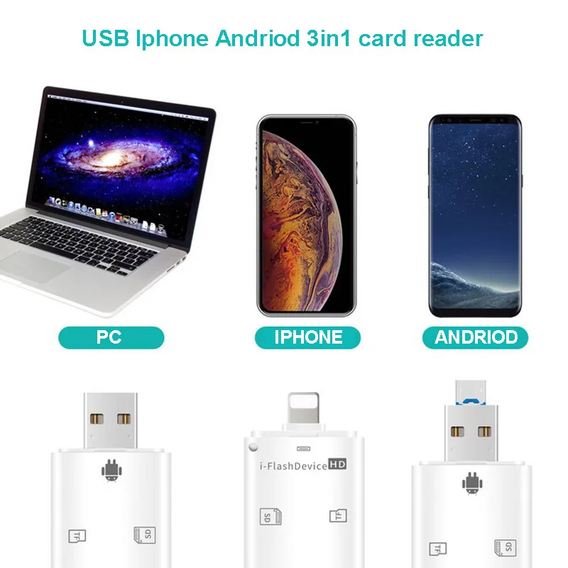 Vmonv 3 в 1 I-Flash Устройство USB OTG Micro USB SD SDHC TF memorey кардридер для iPhone 8 X XS MAX XR для ipad Android Phone PC