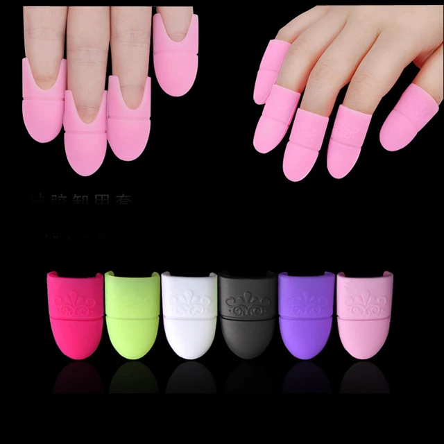 10pcs Bag Gel Nail Polish Remover Tools Reuseable Wraps Silicone