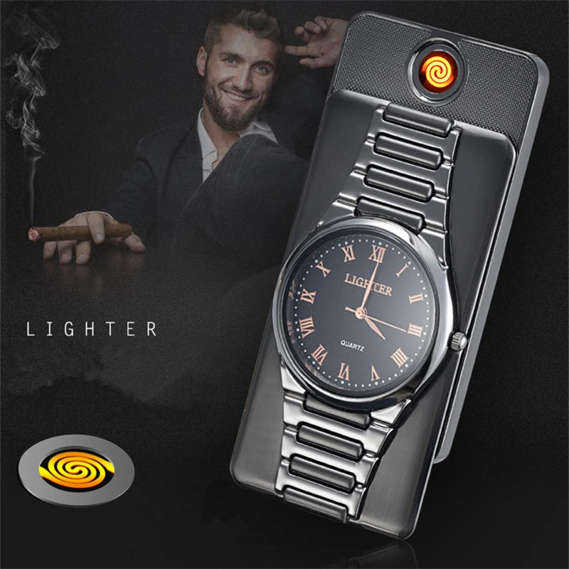 watch elektronik flame windproof lighter with led light for cigarette wholesale without gas watch elektronik flame windproof lighter with led light for cigarette wholesale without gas