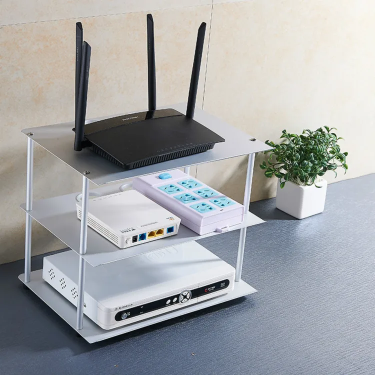 Three Layer Router Shelf Storage Rack Space Aluminum Wireless WiFi