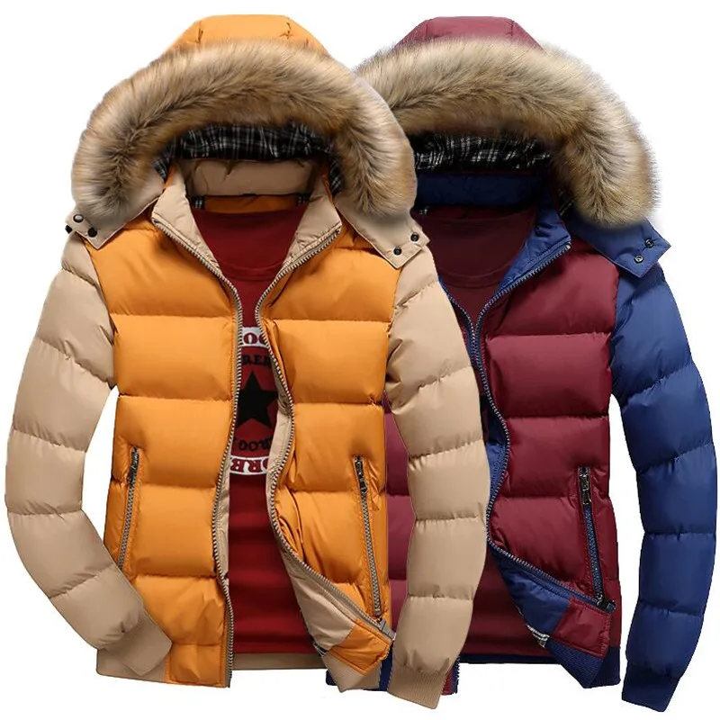 

6 Colors Plus Size M-3XL Winter 2019 New Arrival Men Hoody Jacket And Coats Casual Parka Outwear Panelled Jacket Male Patchwork