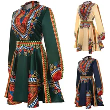 Adult Women African Dashiki Print Short Dress With Long Sleeves Ruched Collar Back Bet Tie Dress Front Slit Open Wear For Ladies Adult Women African Dashiki Print Short Dress With Long Sleeves Ruched Collar Back Bet Tie Dress Front Slit Open Wear For Ladies