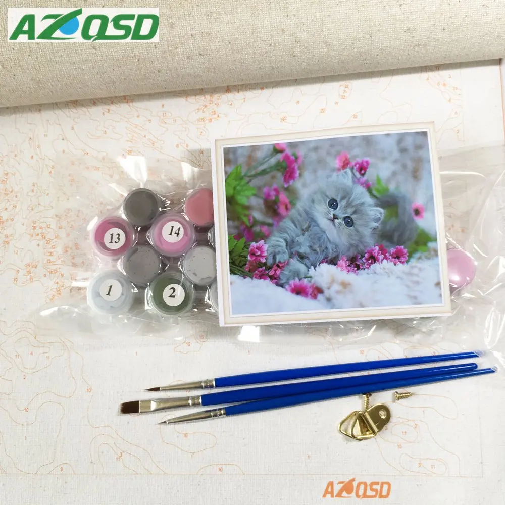 AZQSD DIY живопись по номерам животных 40x50 см Раскраска Милая кошка абстрактная