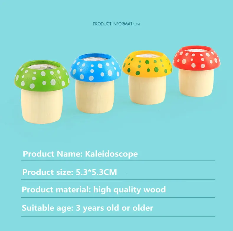 4pcs Mushroom kaleidoscope, Polyscope kindergarten suppli, amazing bee eye effect, children's fun wooden puzzle exploration toy 4pcs Mushroom kaleidoscope, Polyscope kindergarten suppli, amazing bee eye effect, children's fun wooden puzzle exploration toy