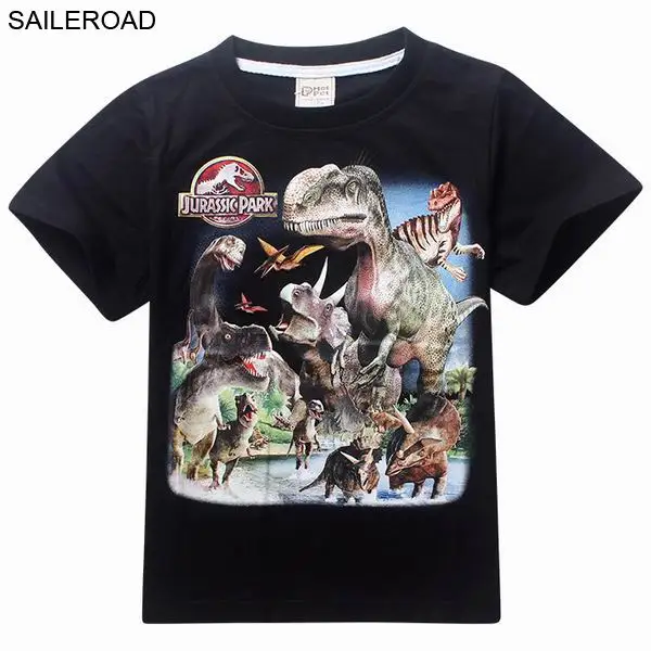 SAILEROAD 4-9age Динозавр Печати Pattern Дети Мальчик Футболка Лето Детские Дети Мальчики Топы Футболки Для Мальчиков Одежда Одежда