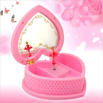 

XXXG Romantic sweet heart mirror Musical Jewelry Box Music Box rotary Ballet Music Box birthday gift