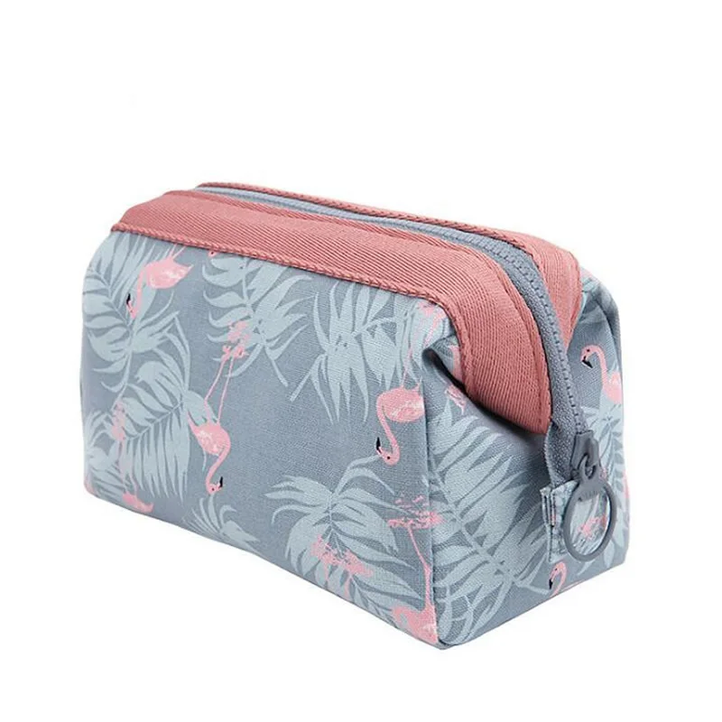 

ALIEME Women Fashion Cosmetic Bag Cartoon Flamingo Function Travel Trunk Makeup Bag Zipper Make Up Storage Pouch Toiletry Kit