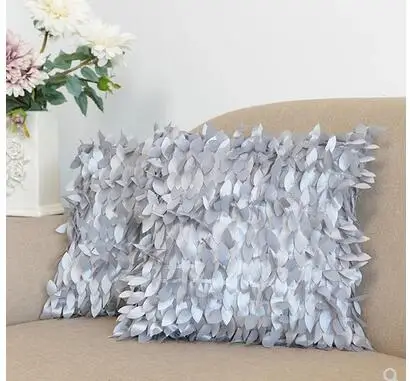 

45x45cm three-dimensional silver flower leaf cushion cover sofa throw pillowcase decorative throw pillow cover indoor