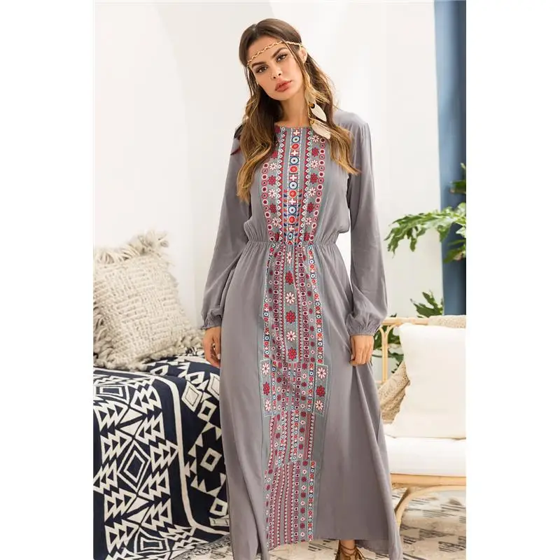 Womens Long Dress,TOTOD Fashion Long Sleeve Floral Boho Print O-Neck Plus Size Ladies Casual Maxi Dresses