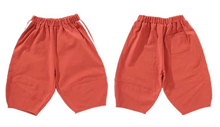 fashion 2018 cotton linen knee length boys pants kids loose trousers clothing children summer pants for teenage boys clothes (13)