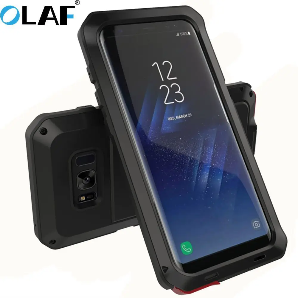 Full Body Protective For Samsung Case Front Glass Metal Aluminum Armor Heavy Duty Case For S8