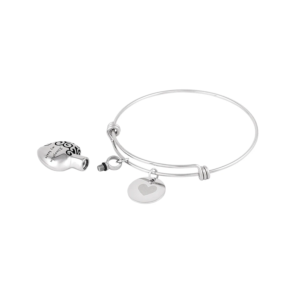 

IJB5101 Unique design free shipping 316L stainless steel bracelet charm keepsake cremation bangle ashes keepsake for men/ women