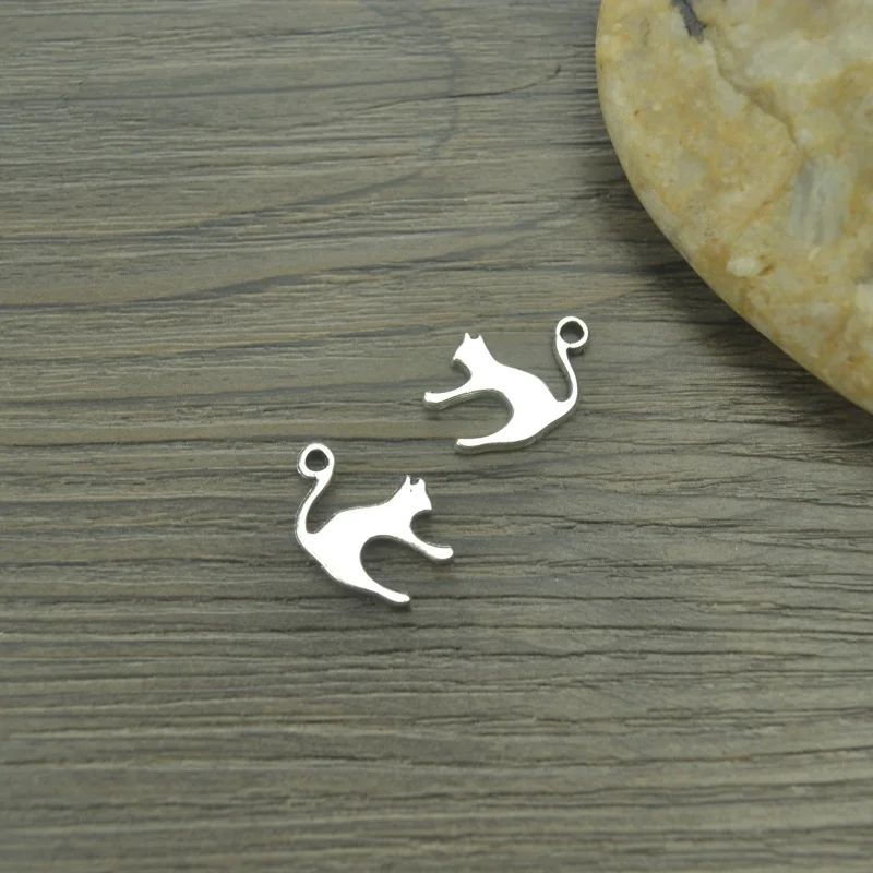 

25 pcs/lot Cat Antique Silver Plated Bracelets Charm Pendants Fashion Jewelry Making Findings DIY Charms Handmade 4240B