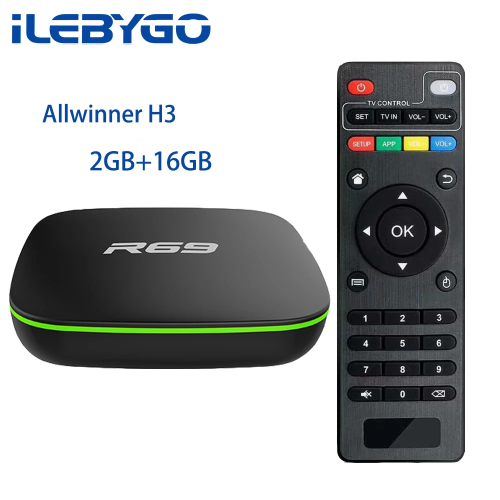 ILebygo Smart ТВ коробка R69 Android 7,1 ТВ Box Allwinner H3 Quad-Core 2,4G Wi-Fi Декодер каналов кабельного телевидения 1080 P HD movie 1 GB 8 GB Media player