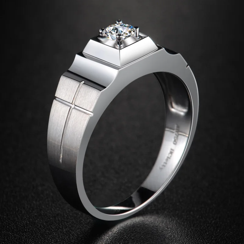 

18K Gold GIA Diamond Ring for Men Fine Jewelry Wedding Engagement Bands SI/H 3EX Round Natural GIA Diamond