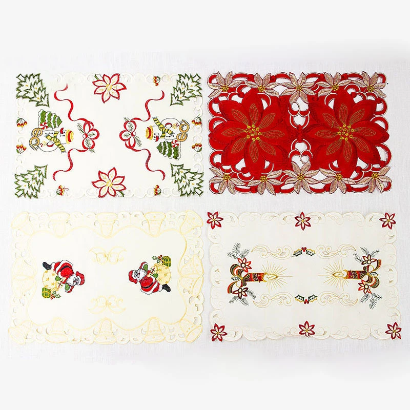

2019 28.5*41CM Table Mats Christmas Decoration Santa Clause Bell Plate Mat Set Kitchen for Xmas Home Restaurant Dector
